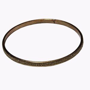 Gold Tone Glitter Textured Bangle Bracelet Hinged Closure Fashion Jewelry Women